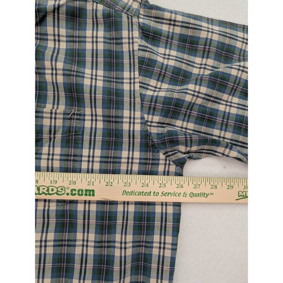 North Country Men's Shirt Size L Blue Beige Plaid Short Sleeve Button-Up - Picture 12 of 16